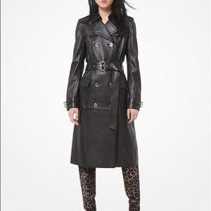 Michael Kors black leather trench coat XSmall